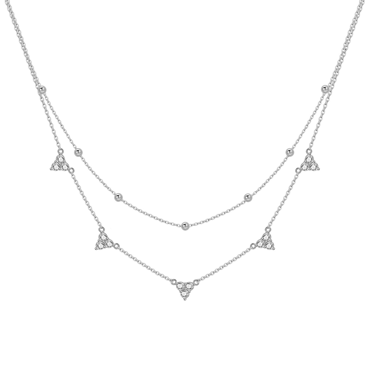 Layered Necklace Set - PANPOKI925 – collier à double couche