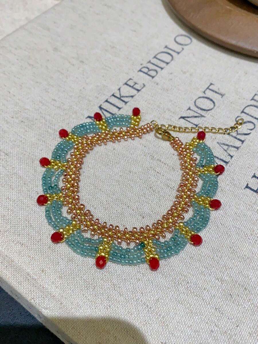 Layered Necklace Set - Ensemble de bracelets perlés multicouches faits