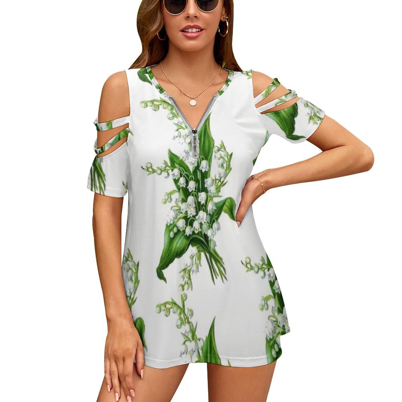 Women Accessories Bouquet - T-shirt imprimé bouquet de muguet pour