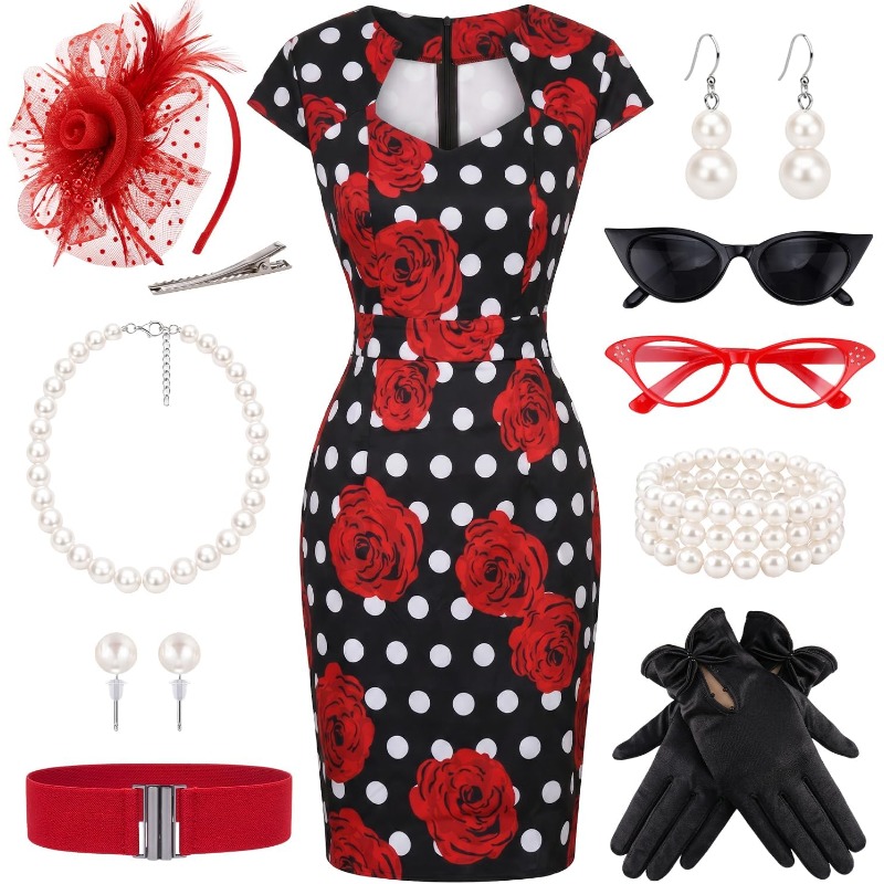 Women'S Accessories In The 1950S - Ensemble de 10 robes rétro pour
